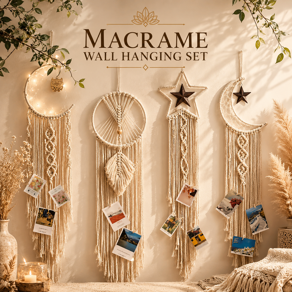 Boho Floral Hoop Wall Decor – Handmade Jute Wall Hanging