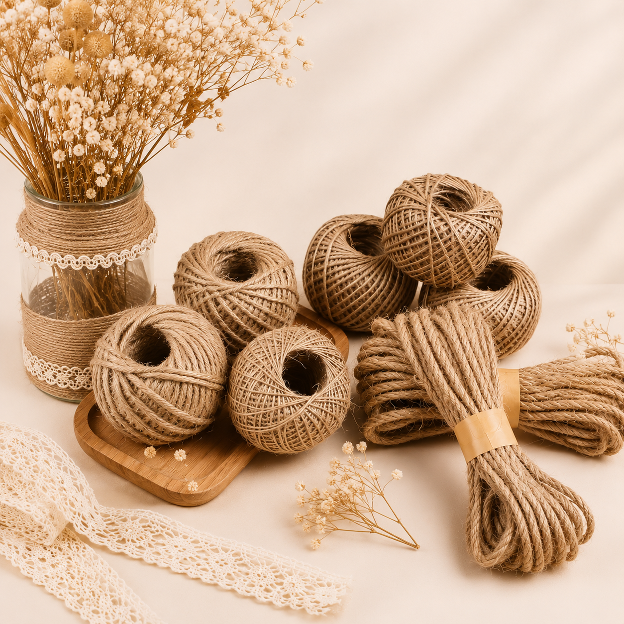 Natural Jute Rope for Crafts & Home Decor