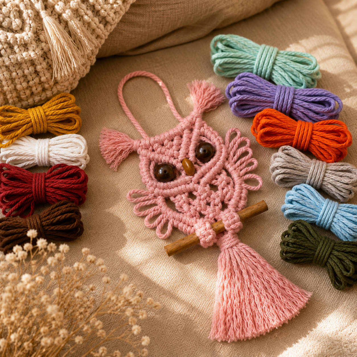 4 mm (0.16 in) Braided Cotton Cord, 10 m (32.8 ft) per Pack, Multiple Colors | Guest Tutorial