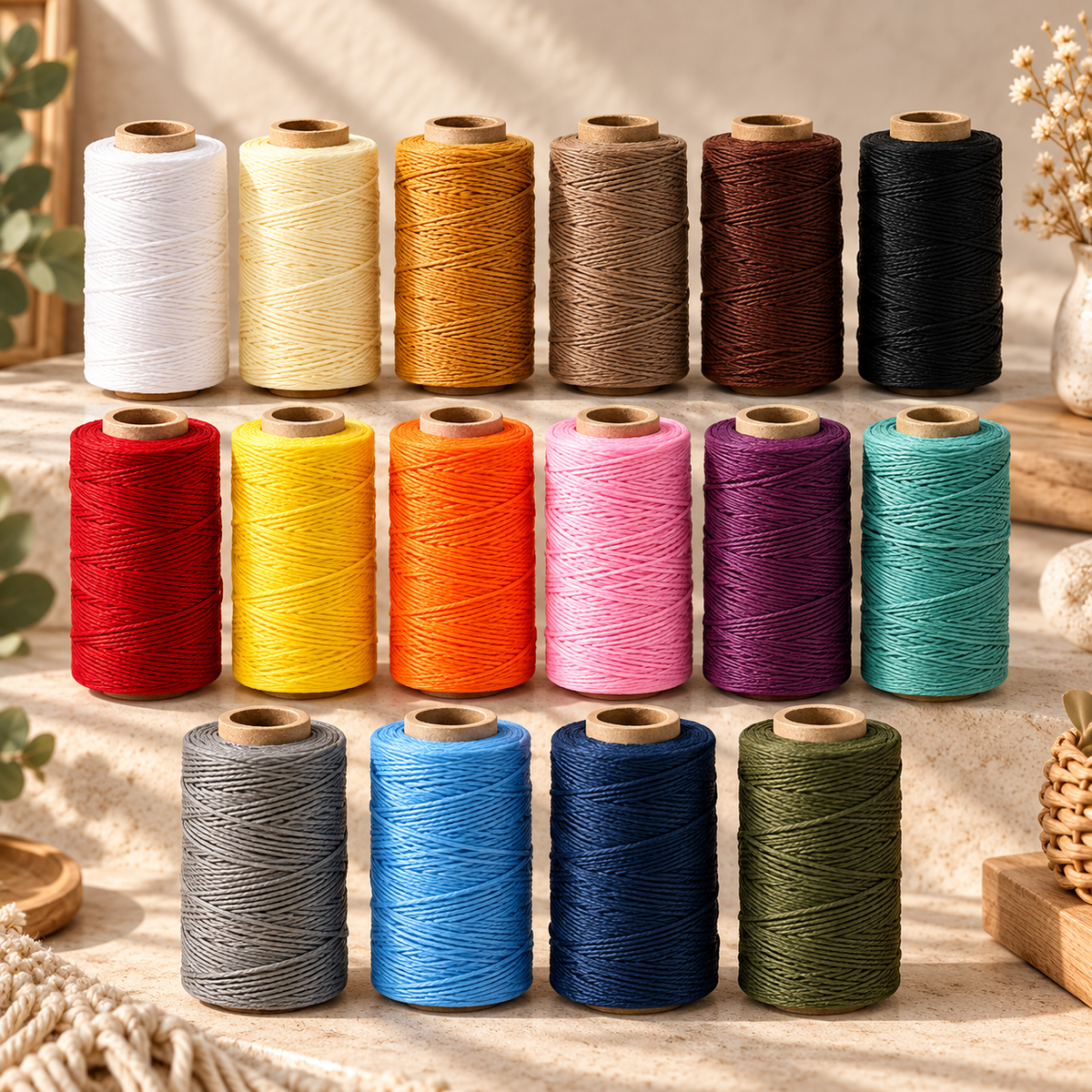 1mm Flat Waxed Thread – 65m (213 ft) | Leather & DIY Crafts