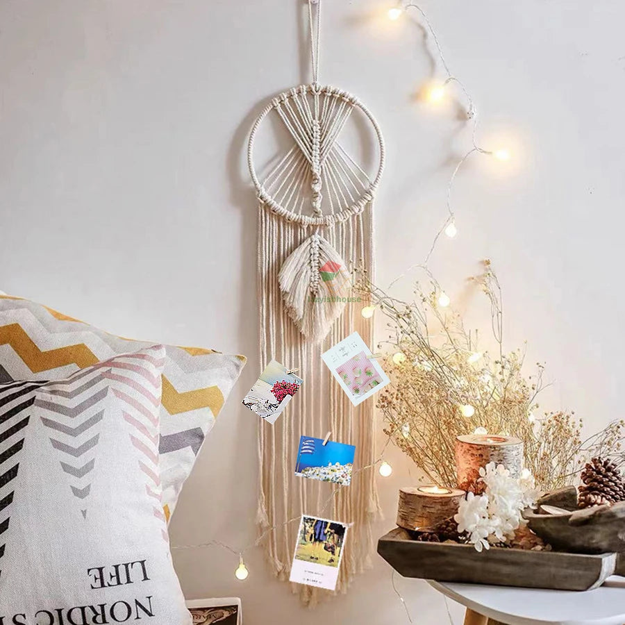 Boho Floral Hoop Wall Decor – Handmade Jute Wall Hanging