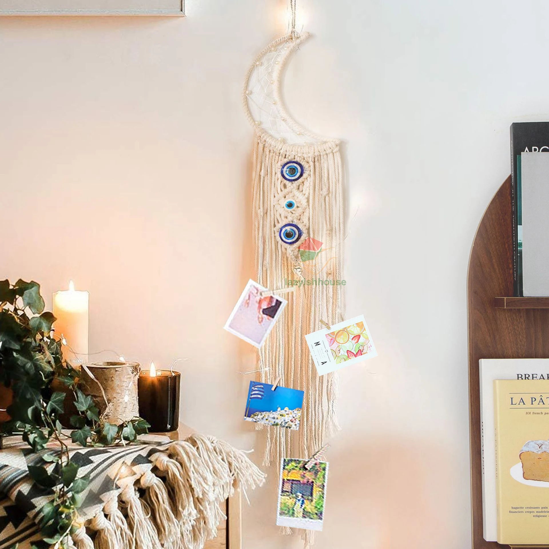 Boho Floral Hoop Wall Decor – Handmade Jute Wall Hanging